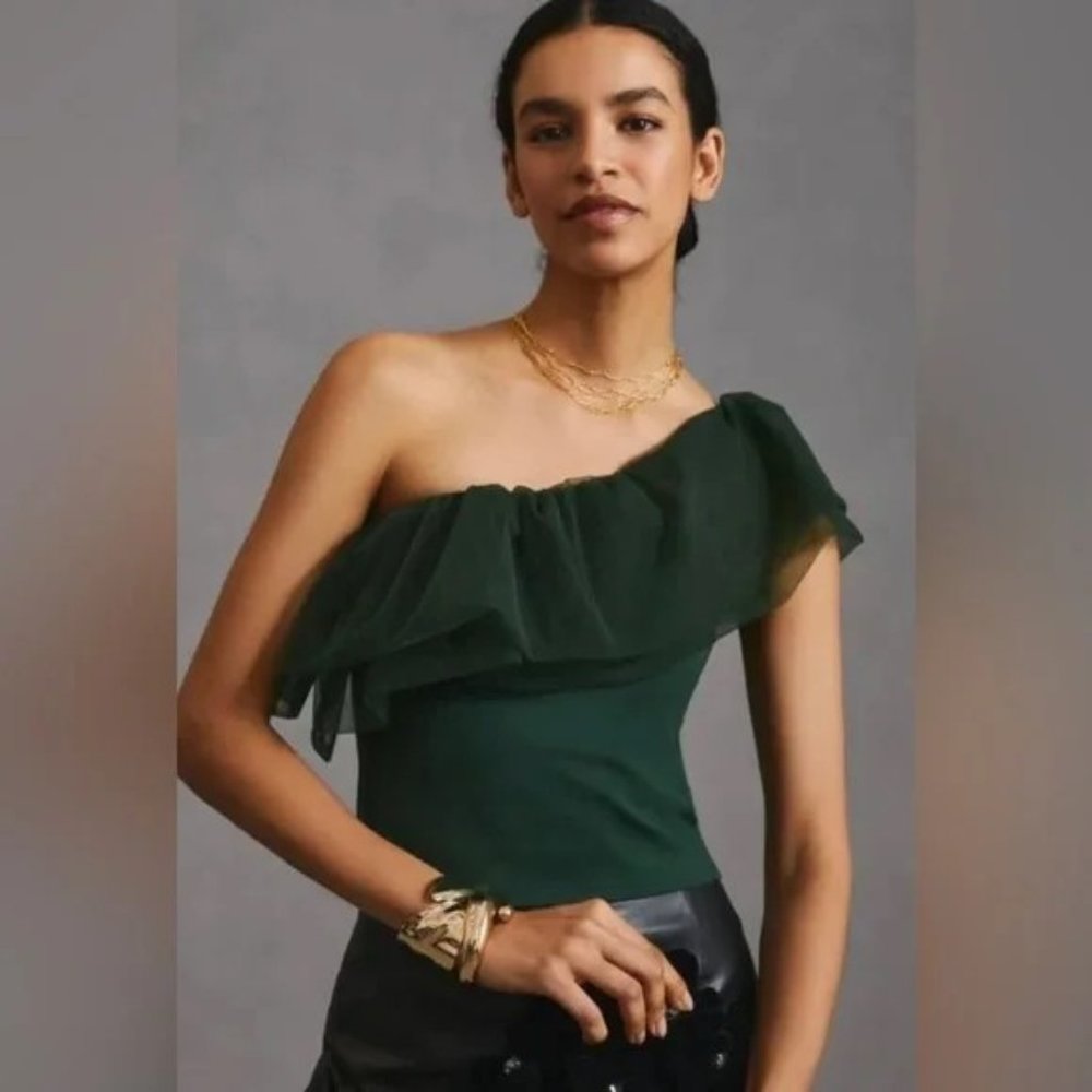 Anthropologie Sunday in Brooklyn One-ShoulderGreen Top